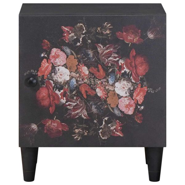 vidaXL Nachttisch mit T&uuml;r Schwarz 40 x 33 x 46 cm Massivholz Mango