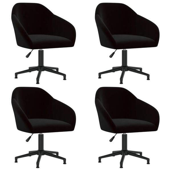 vidaXL Esszimmerst&uuml;hle 4 Stk. Drehbar Schwarz Samt