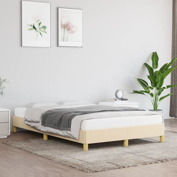 vidaXL Bettgestell ohne Matratze Creme 120x190 cm Stoff