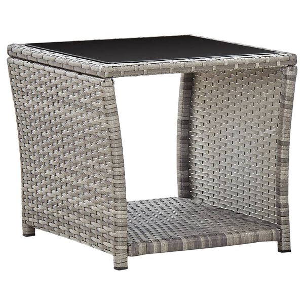 vidaXL 2-tlg. Garten-Essgruppe mit Kissen Grau Poly Rattan