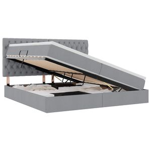 vidaXL Bett mit Stauraum und LED Hellgrau 200 x 200 cm Polyester