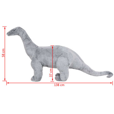 vidaXL Plüschtier Stehend Brachiosaurus Dinosaurier Grau XXL