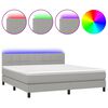vidaXL Boxspringbett mit Matratze & LED Hellgrau 180x200 cm Stoff