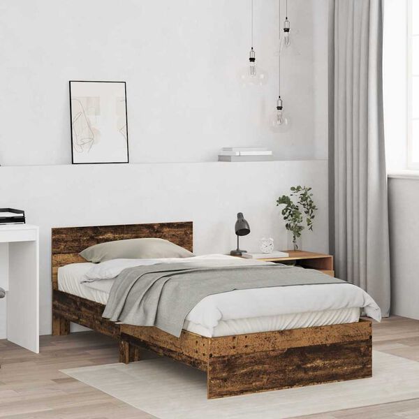 vidaXL Bettrahmen mit Kopfteil Altholz 203 x 185 x 70 cm Holzwerkstoff