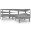 vidaXL 4-tlg. Garten-Lounge-Set Grau Kiefer Massivholz