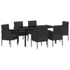 vidaXL Garten Essgruppe mit Kissen 7 pcs Schwarz Poly-Rattan