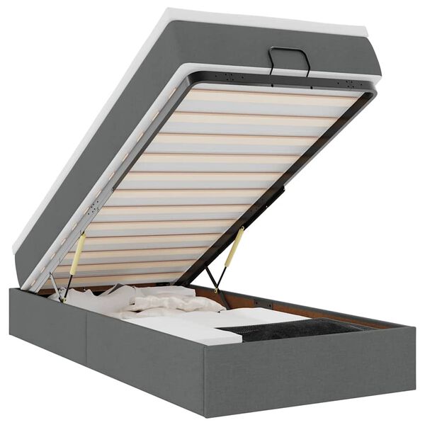 vidaXL Ottoman-Bett mit Matratze Dunkelgrau 80x200 cm Stoff