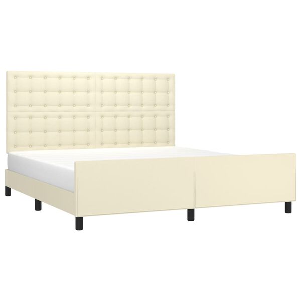 vidaXL Bettgestell mit Kopfteil Creme 180x200 cm Kunstleder