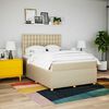 vidaXL Boxspringbett mit Matratze Creme 140x190 cm Stoff