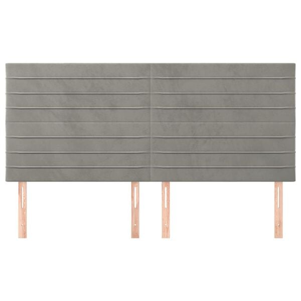 vidaXL Kopfteil Hellgrau 200 x 5 x 118/128 cm Samt