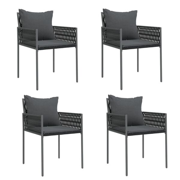 vidaXL 5-tlg. Garten-Essgruppe mit Kissen Poly Rattan und Stahl
