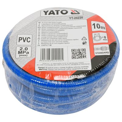YATO Luftschlauch mit Kupplung PVC 8mmx10m Blau