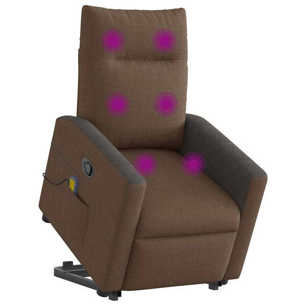vidaXL Massagesessel mit Aufstehhilfe Braun Stoff