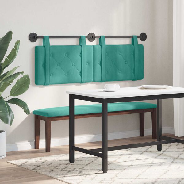 vidaXL H&auml;ngevorderseite Wandmontiert T&uuml;rkis 150 x 55 x 5 cm Samt
