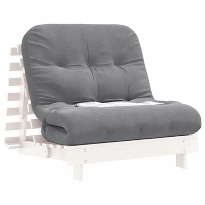 vidaXL Futon Schlafsofa mit Matratze Weiß 80x206x11 Massivholz Kiefer