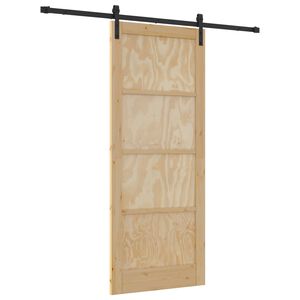 vidaXL Schiebet&uuml;r Nat&uuml;rlich und Schwarz 86 x 211 cm