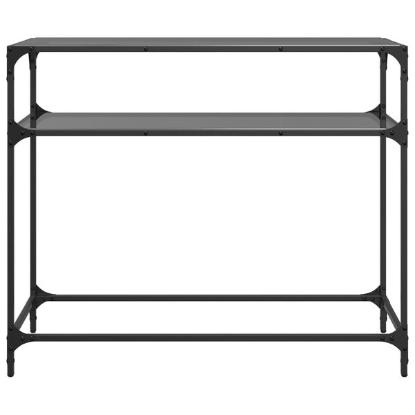 vidaXL Konsolentisch mit Glasplatte Schwarz 98x35x81 cm Stahl