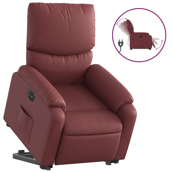 vidaXL Relaxsessel mit Aufstehhilfe Elektrisch Weinrot Kunstleder