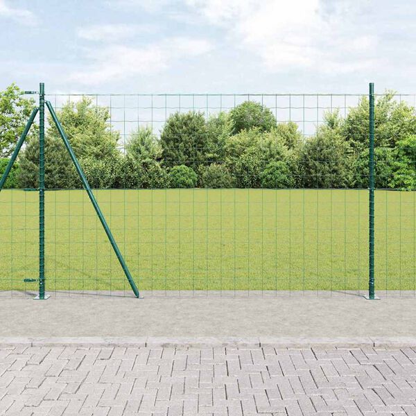 vidaXL Zaun mit Pfosten Gr&uuml;n 1,2 x 25 m Stahl