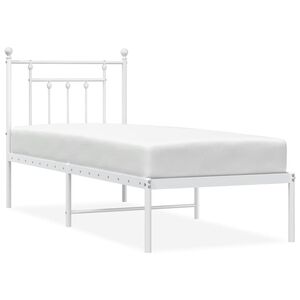 vidaXL Metallbett ohne Matratze mit Kopfteil Wei&szlig; 75x190 cm
