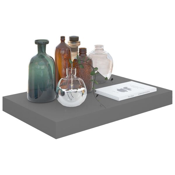 vidaXL Schweberegale 4 Stk. Hochglanz-Grau 40x23x3,8 cm MDF