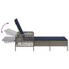 vidaXL Sonnenliege mit Kissen 3 pcs Grau und Marineblau Poly-Rattan