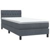 vidaXL Boxspringbett mit Matratze Dunkelgrau 80x220 cm Samt