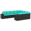 vidaXL 10-teiliges Gartensofa-Set mit Kissen, schwarzes Polyrattan