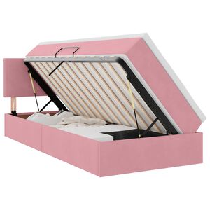 vidaXL LED-Speicherbett mit Matratze Rosa 90 x 200 cm Samt