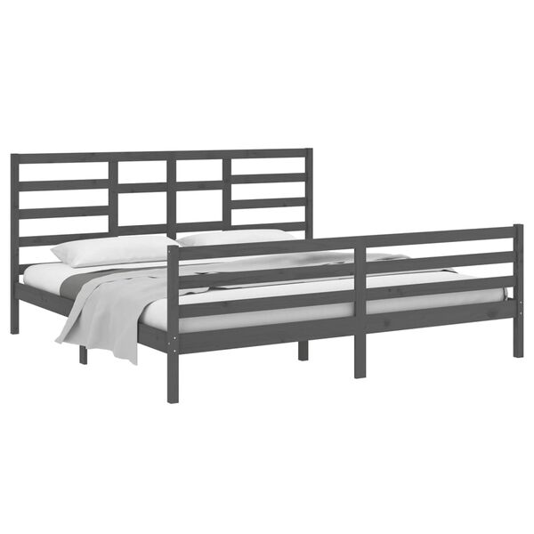 vidaXL Massivholzbett Grau 200x200 cm