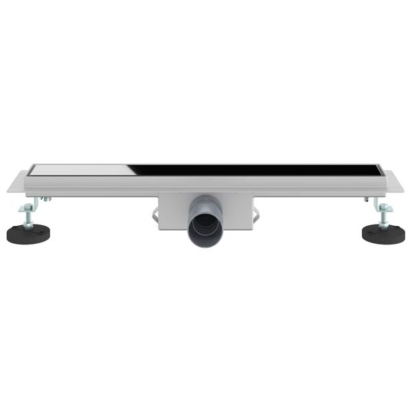 vidaXL Duschabfluss mit Glasabdeckung Schwarz 50 cm Edelstahl 304