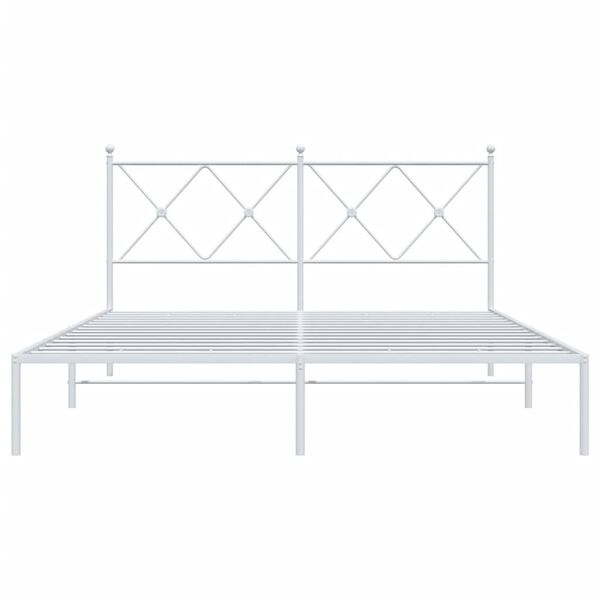 vidaXL Bettgestell mit Kopfteil Metall Wei&szlig; 160x200 cm