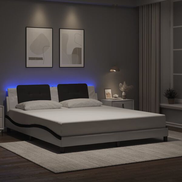 vidaXL Bettgestell mit LED ohne Matratze "Zadar" Wei&szlig; und Schwarz 180x200 cm