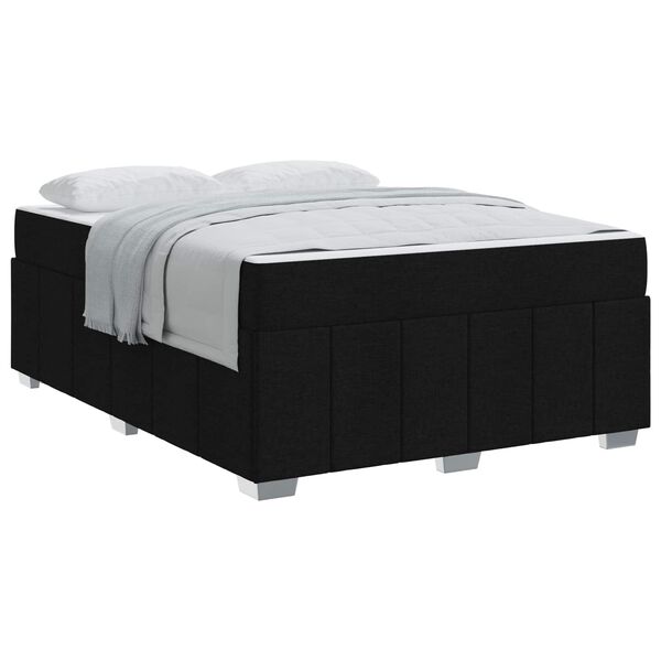 vidaXL Bettgestell mit Matratze Schwarz 140 x 200 cm Stoff