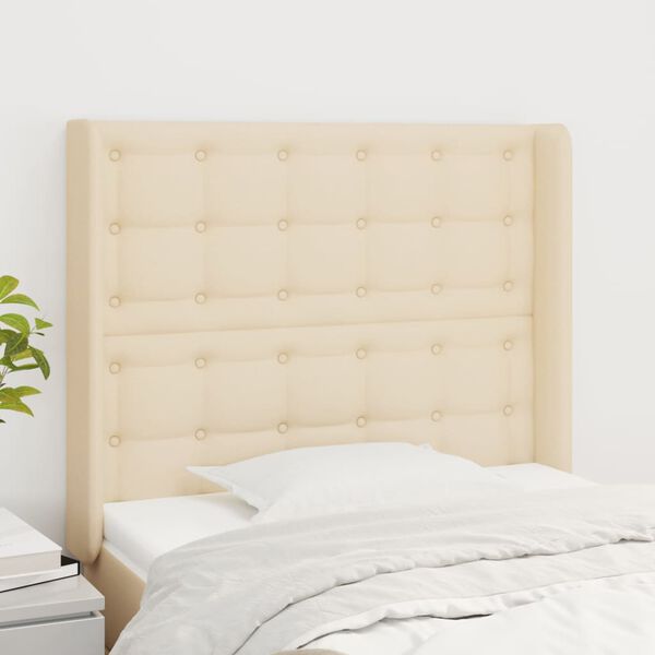 vidaXL Kopfteil mit Ohren Creme 103x16x118/128 cm Stoff
