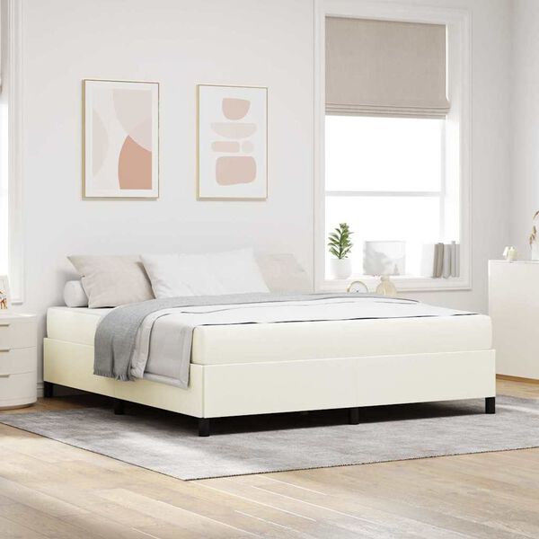 vidaXL Bettrahmen mit Matratze Creme 180 x 200 cm Stoff