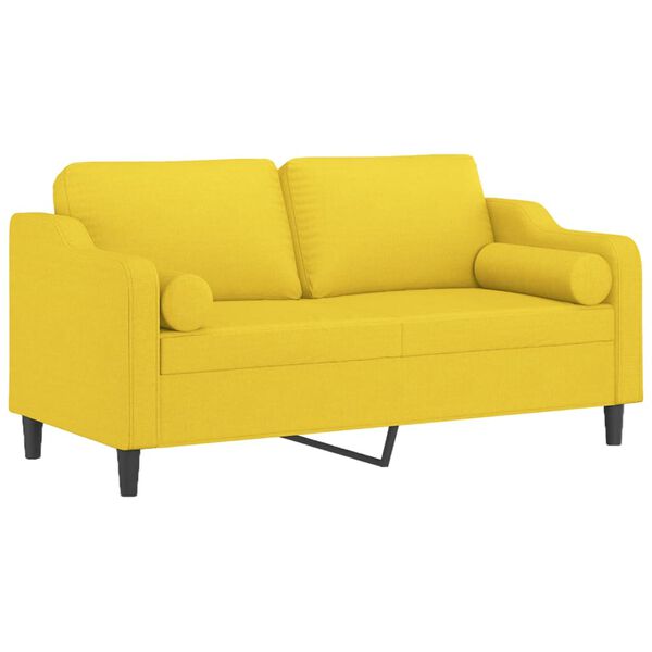 vidaXL 2-Sitzer-Sofa mit Zierkissen Hellgelb 140 cm Stoff