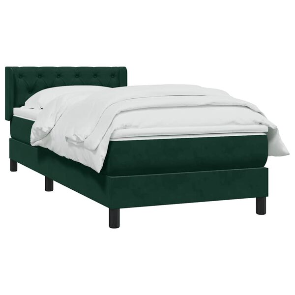 vidaXL Boxspringbett mit Matratze Dunkelgr&uuml;n 80x220 cm Samt