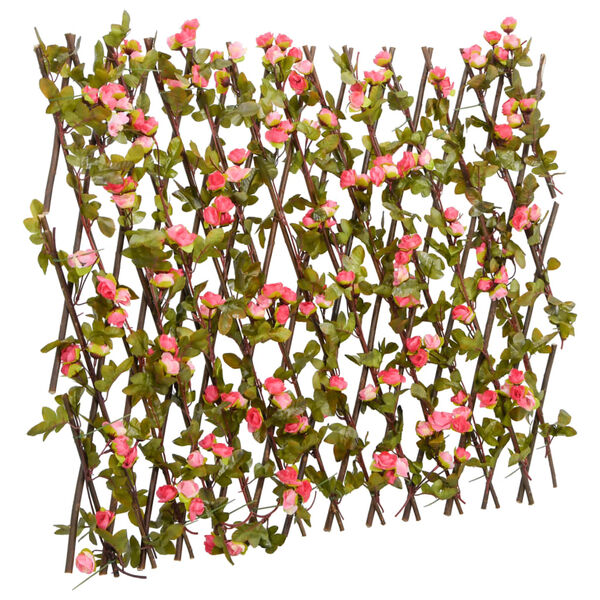 vidaXL Rankgitter mit K&uuml;nstlichem Efeu Erweiterbar Dunkelrosa 180x60cm