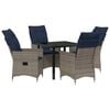 vidaXL Tisch- und Stuhlset 5 stk. Grau PE-Rattan