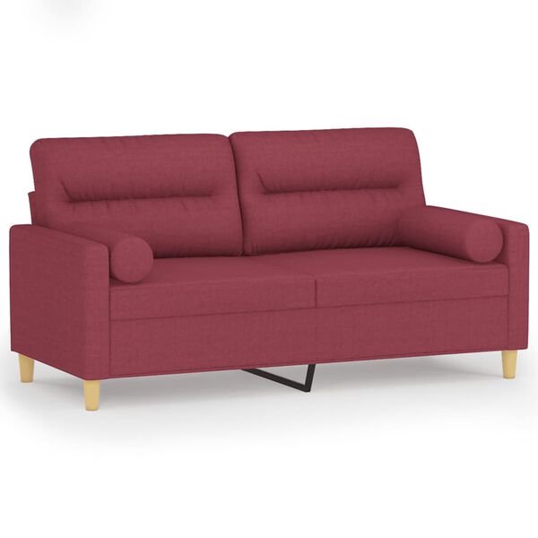 vidaXL 2-Sitzer-Sofa mit Zierkissen Weinrot 140 cm Stoff