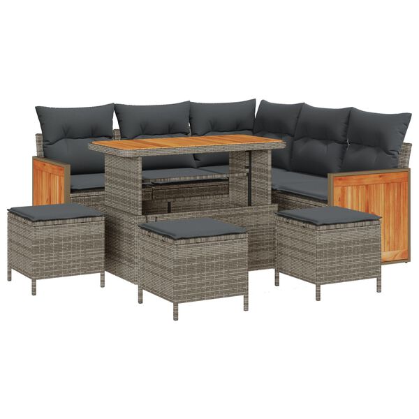 vidaXL Gartensofa-set mit Kissen 9 pcs Grau