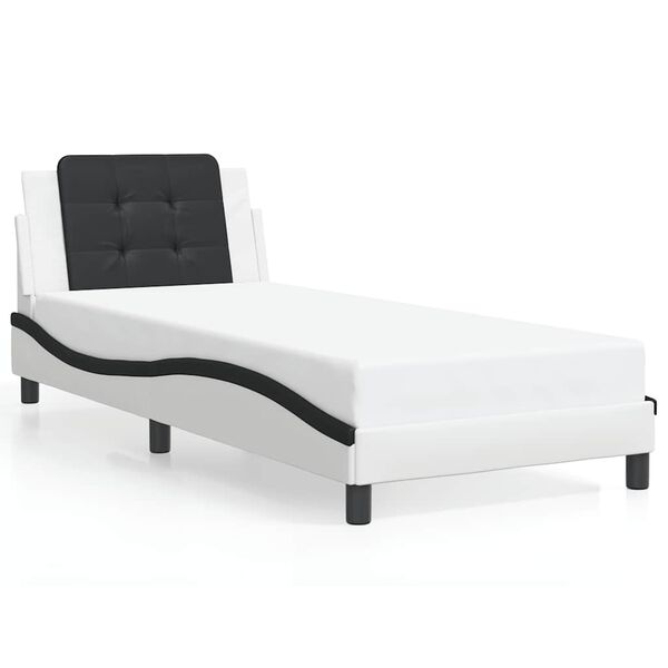 vidaXL Bettgestell ohne Matratze "Zadar" Wei&szlig; und Schwarz 90x200 cm Kunstleder
