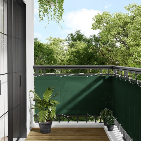 vidaXL Balkon-Sichtschutz Dunkelgr&uuml;n 75x1000 cm 100 % Polyester-Oxford