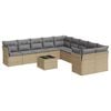 vidaXL 11-tlg. Garten-Sofagarnitur mit Kissen Beige Poly Rattan