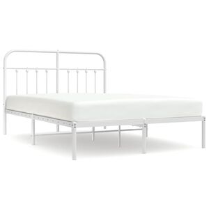 vidaXL Bettgestell mit Kopfteil Metall Wei&szlig; 140x200 cm