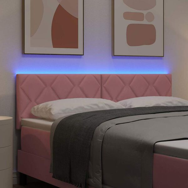 vidaXL LED Kopfteil Rosa 160 cm Kunstleder