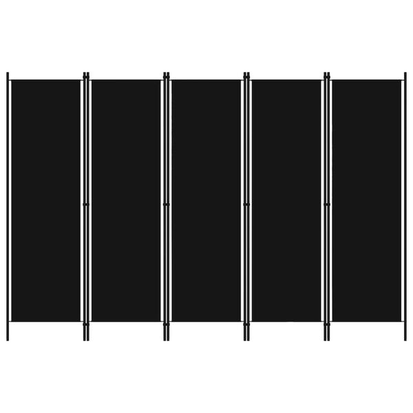 vidaXL 5-tlg. Raumteiler Schwarz 250x180 cm