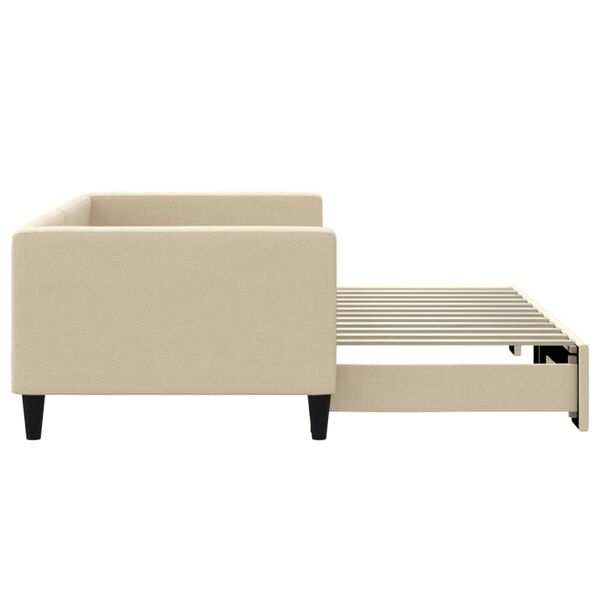 vidaXL Tagesbett Ausziehbar Creme 90x200 cm Stoff
