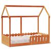 vidaXL Kinderbett Hausbett Wachsbraun 80x160 cm Massivholz Kiefer